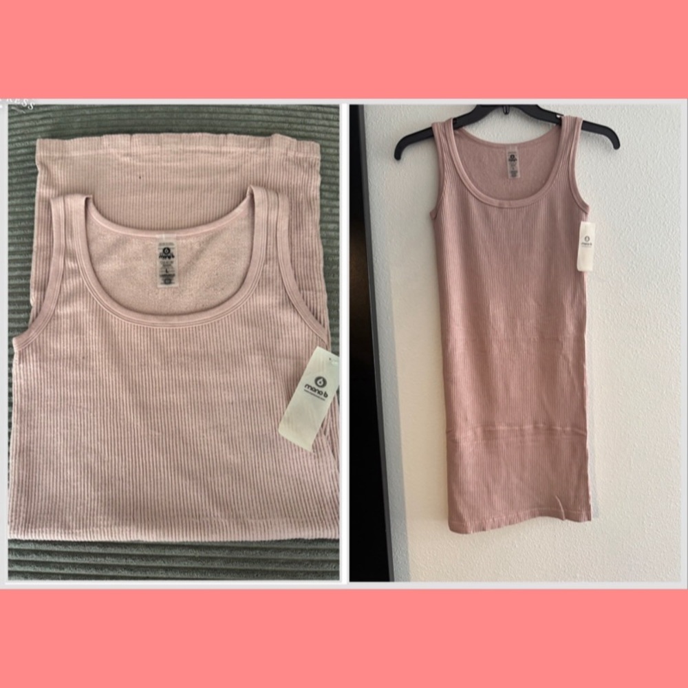 NWT Mono B Blush Ribbed Tank Dress Medium large